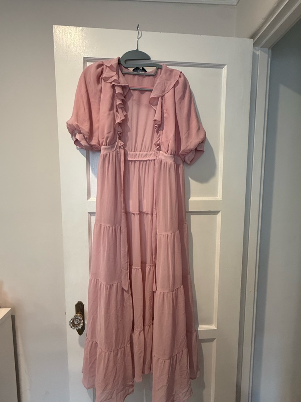 Cider Soft Pink Ruffle-Trim Sheer Kimono - Picture 4 of 5